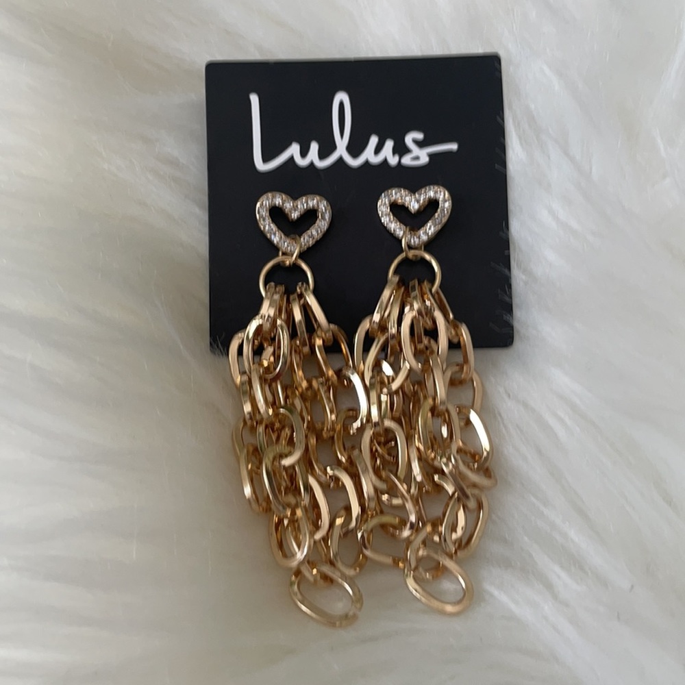 Lulus Heart Shape and chain Earrings